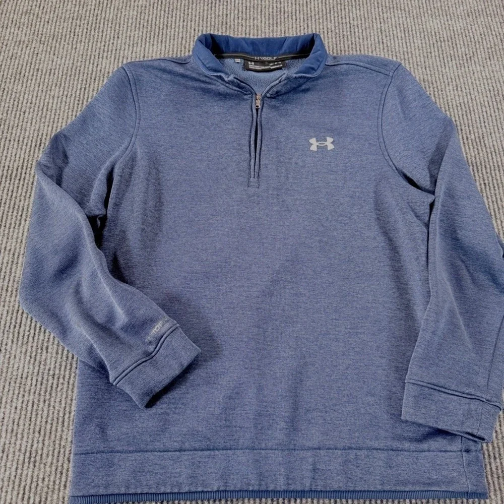 Under Armour Golf ColdGear Storm Quarter Zip Pullover Mens Large Blue Heather